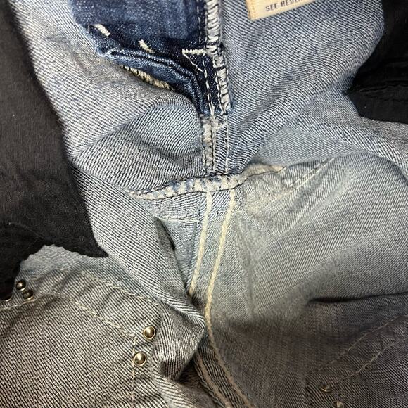 Miss Me Jeans Women's 25 (0) Dark Blue Signature Cuffed Capri Zipper Moto - Picture 13 of 14